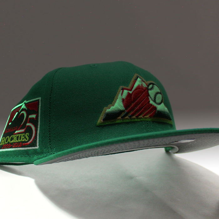 Colorado Rockies 25TH Anniversary New Era 59Fifty Fitted Hat V3 (Glow in the Dark MTN DEW Kelly REFLECTIVE 3M Under Brim)
