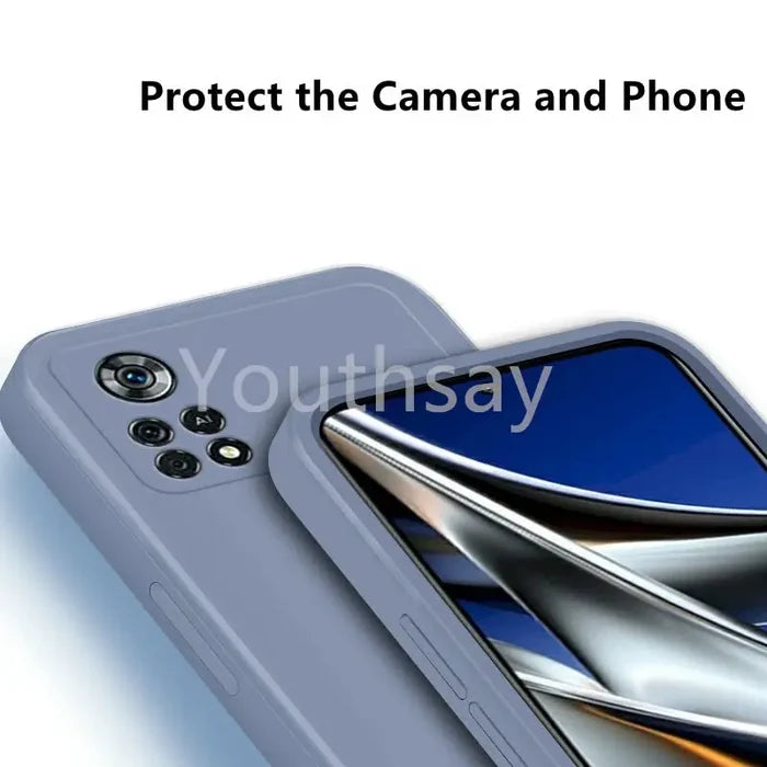 The back of a phone with a camera and a phone case