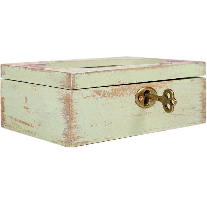 Side view of box showing key