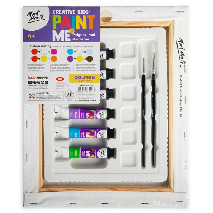 Creative Kids Paint Me Canvas Set 9pc - Dolphin