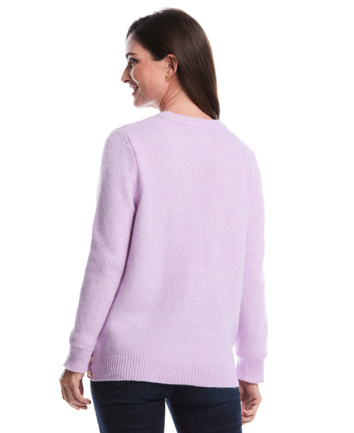 Petite Crew Neck Novelty Sweater (Orchid Bloom)