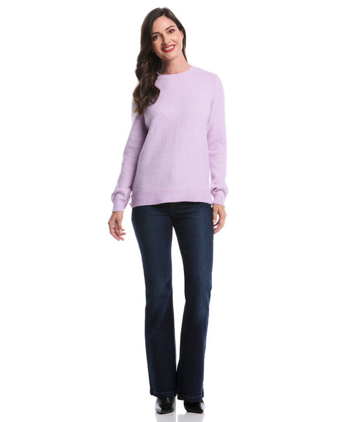 Petite Crew Neck Novelty Sweater (Orchid Bloom)