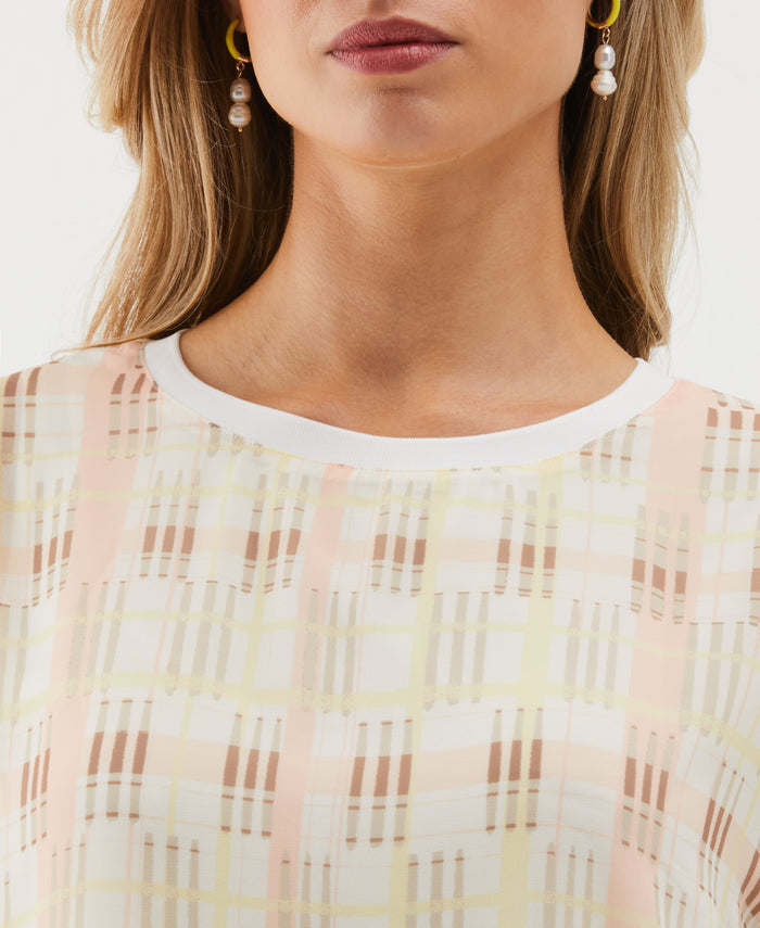 Crosshatch Print Top (Bisque)