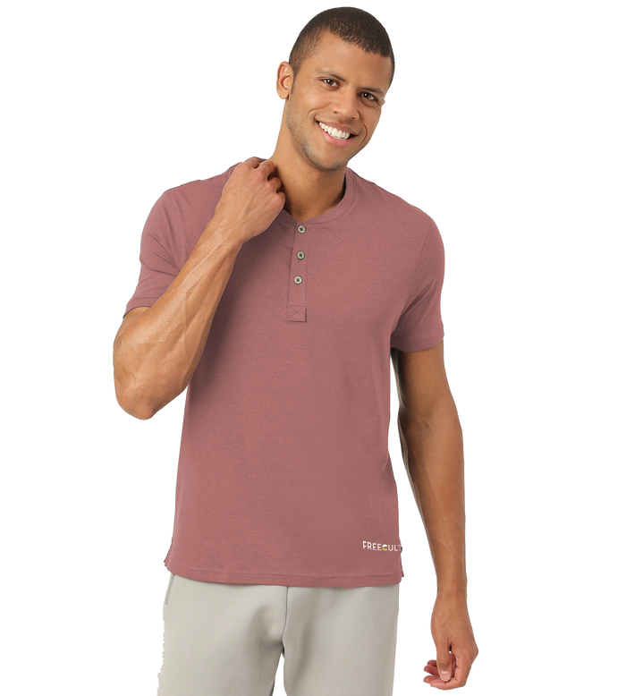 Cuban Peach Henley 2.0 - Half Sleeves (Pack Of 1)