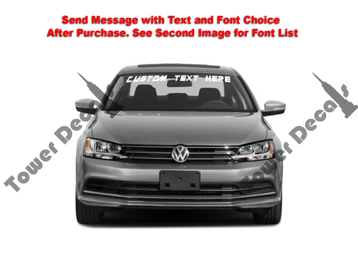 Custom Text Windshield Banner Vinyl Decal - Fits Volkswagen Jetta