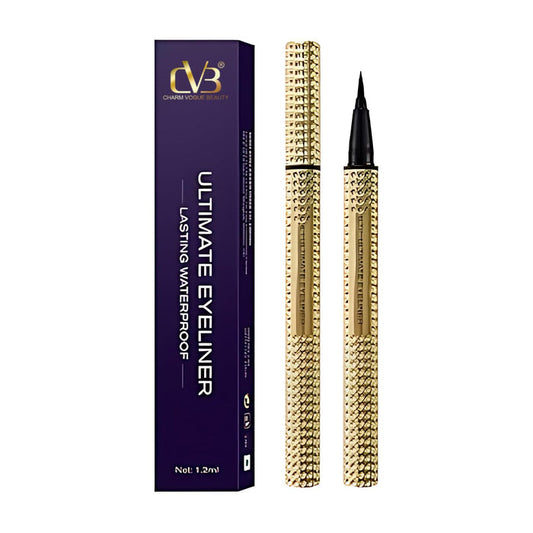 Gold eyeliner pen with packaging on a white background