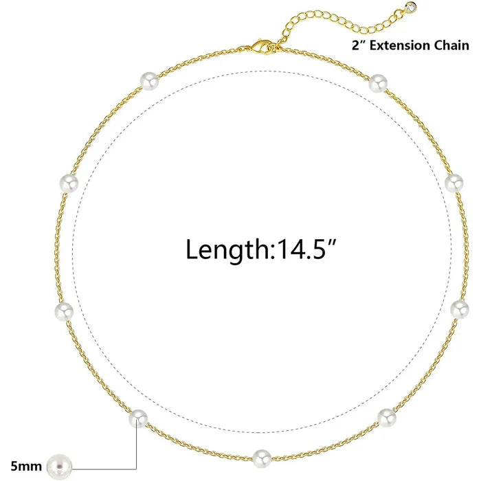 Dainty Simple Small Pearl Choker Chain Necklace for Women - For Layering Purpose