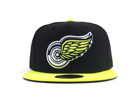 Detroit Red Wings New Era 59FIFTY Fitted Hats (BLACK NEON YELLOW)