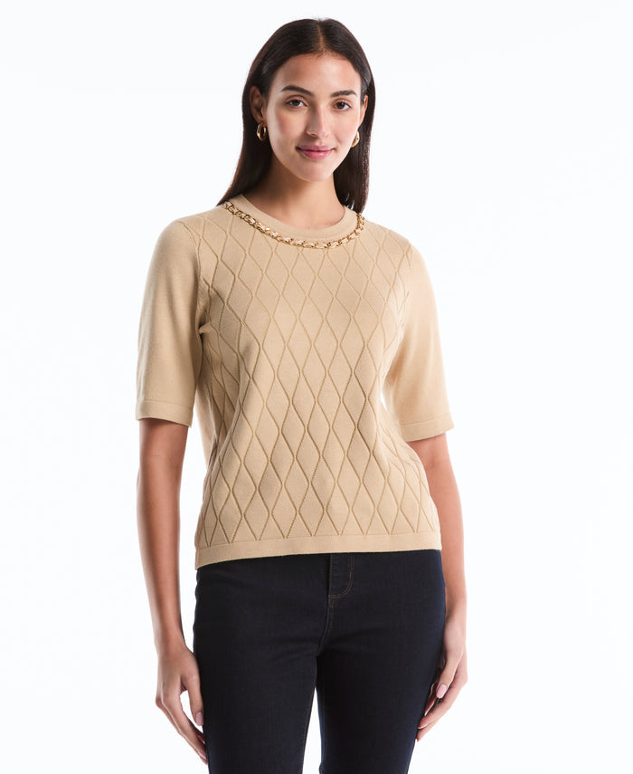 Diamond Stitch Sweater (Irish Cream)