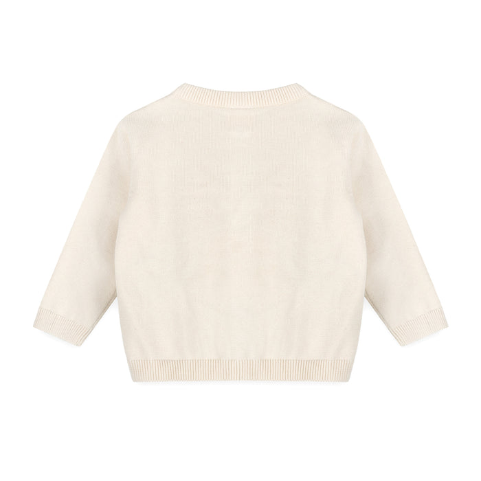 Dino 3D Embroidered Baby Knit Cardigan Back (Organic Cotton)