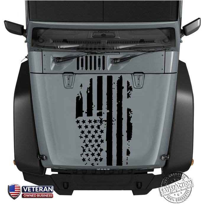 Distressed American Flag Hood Decal, Fits Jeep, Dodge, Ford, Chevy Trucks