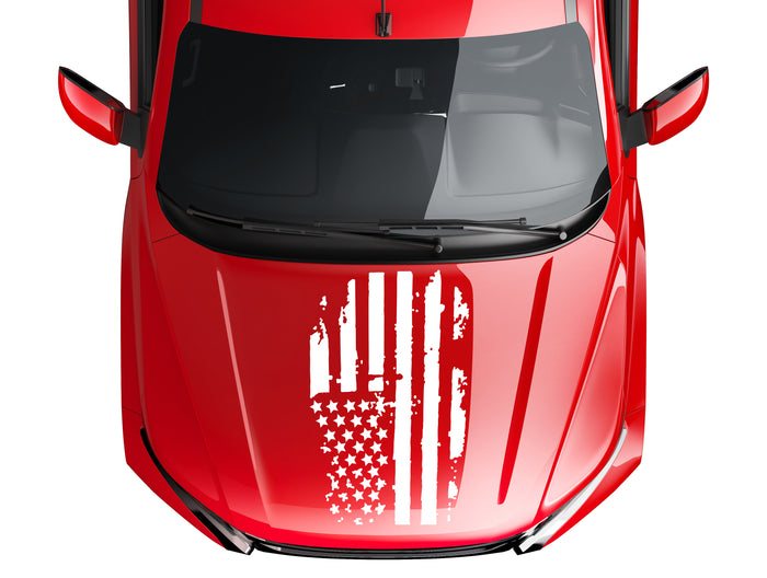 Distressed American Flag Hood Decal, Fits Jeep, Dodge, Ford, Chevy Trucks