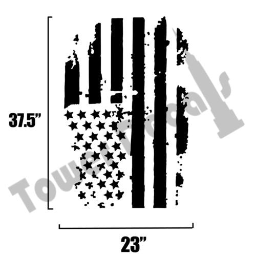 Distressed USA Flag hood vinyl decal worn torn fits: Dodge Ram Chevy Ford Toyota Nissan