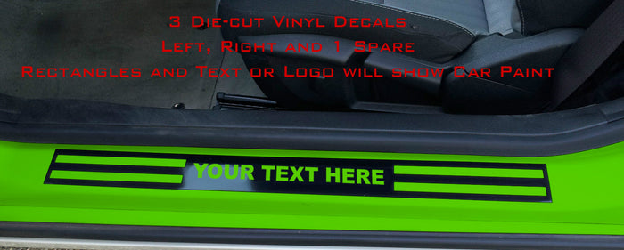 Doorsill Die-Cut Vinyl Decals (3) Custom Text/Logo for 2010-2015 Chevy Camaro