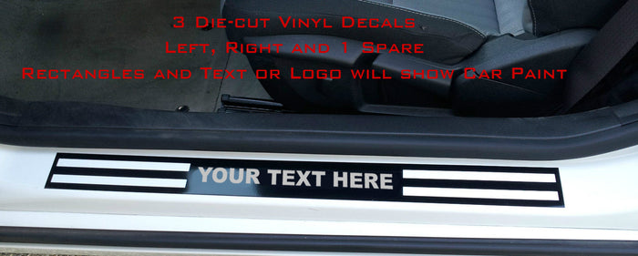 Doorsill Die-Cut Vinyl Decals (3) Custom Text/Logo for 2010-2015 Chevy Camaro