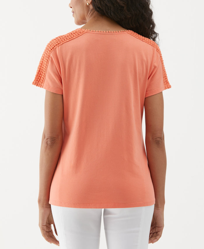 Dot Trim Tee (Coral)