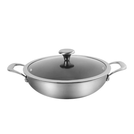 Duranano Uncoated Non-stick Stainless Steel Wok 32cm