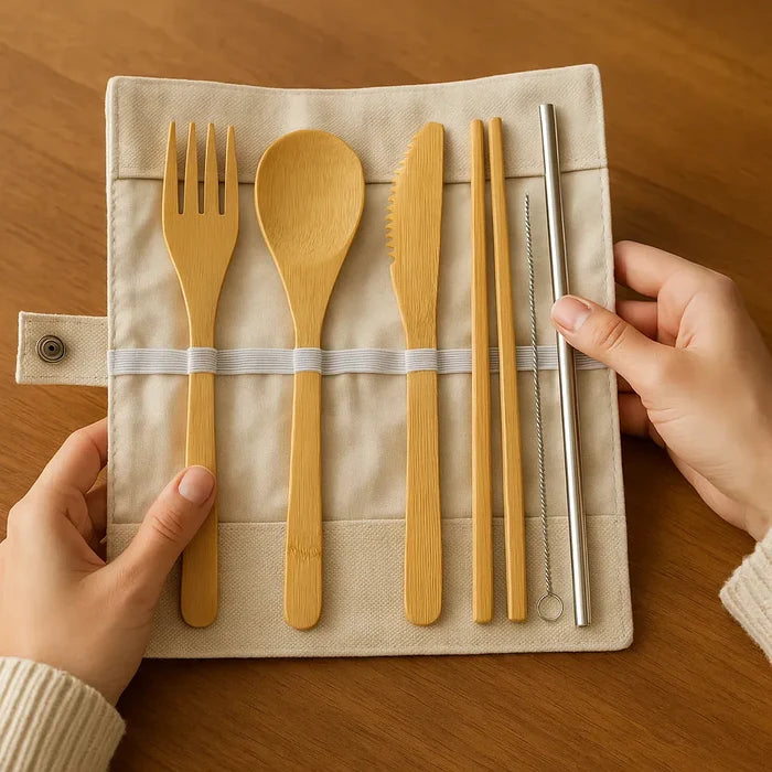 Briut Essentials Eco-Friendly Bamboo Cutlery Set