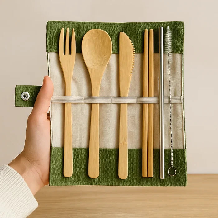 Briut Essentials Eco-Friendly Bamboo Cutlery Set