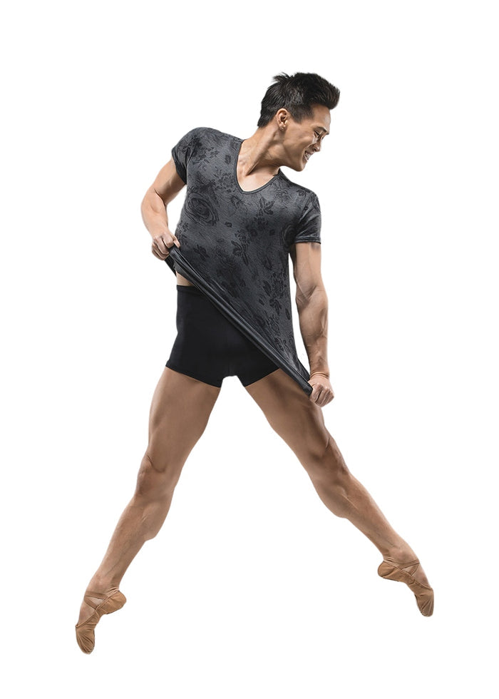 Ballet Rosa men's Ekene short sleeve v-neck shirt in gray print