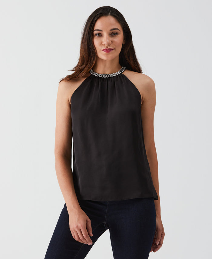 Embellished Halter Blouse (Black)