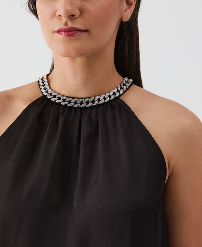 Embellished Halter Blouse (Black)