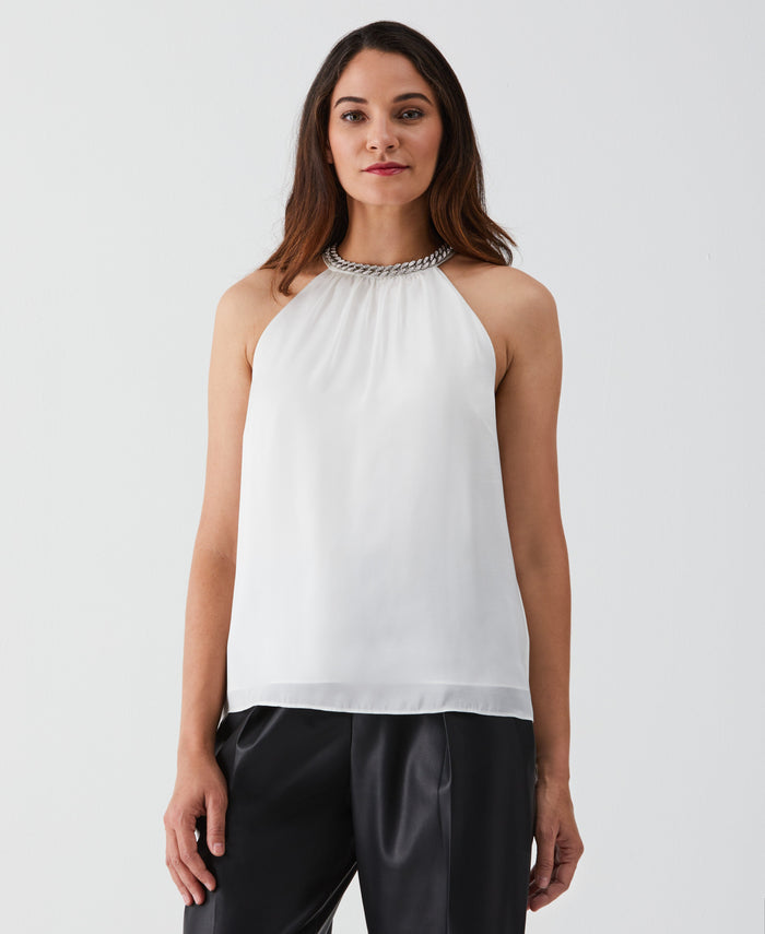 Embellished Halter Blouse (Star White)