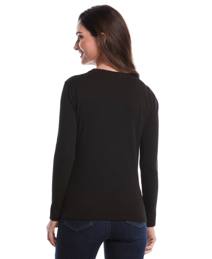 Embellished Neck Top (Black)