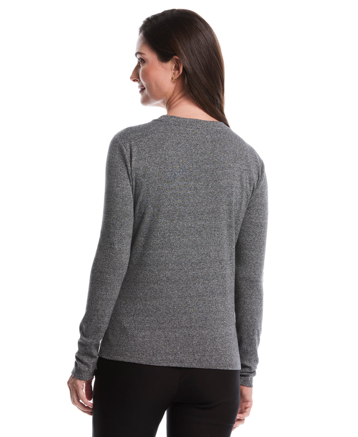 Embellished Neck Top (Salt & Pepper Heather)