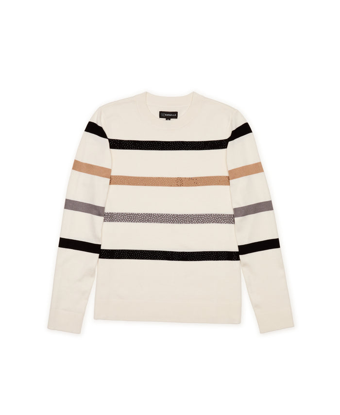 Embellished Stripe Sweater (Egret)
