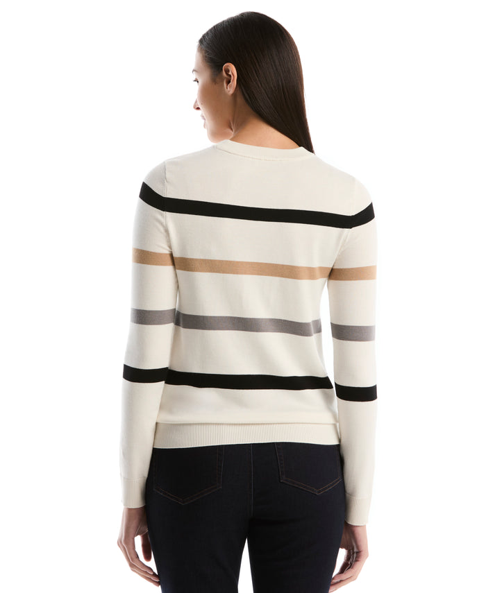 Embellished Stripe Sweater (Egret)