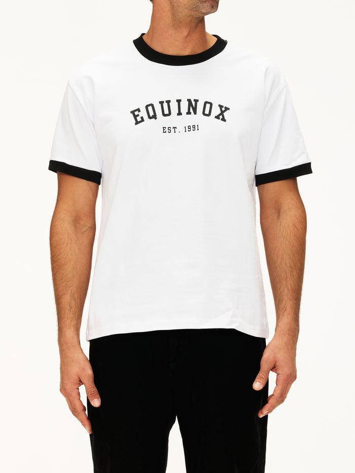 Equinox Unisex White Ringer Tee