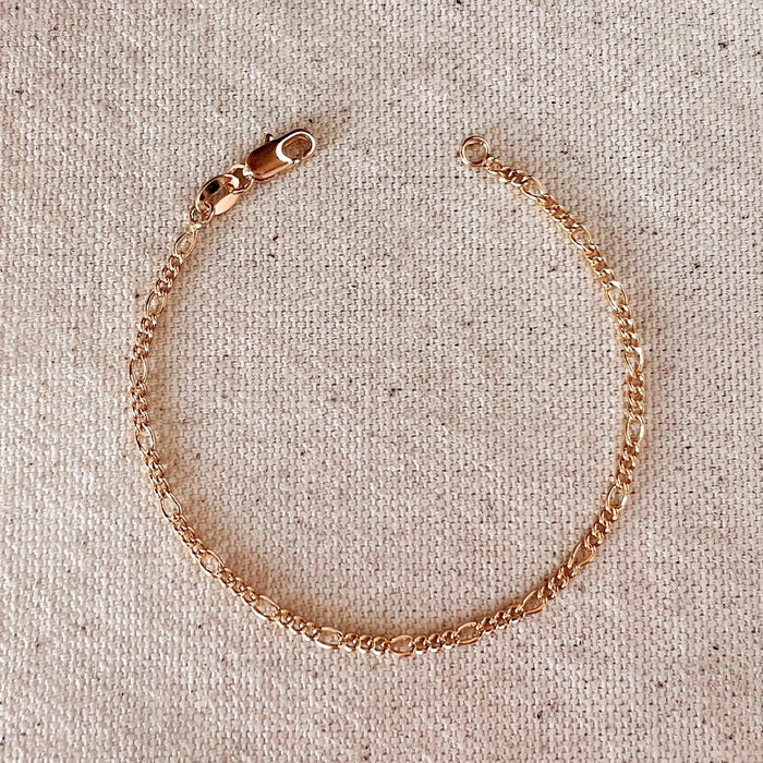 Figaro Chain 18k Gold Filled 2mm Rounded 3x1