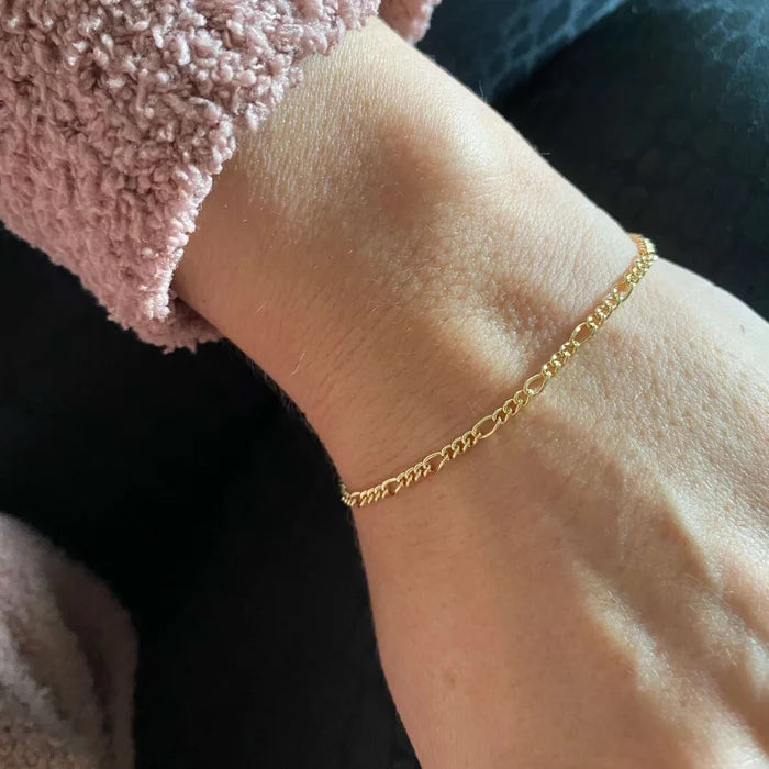 Figaro Chain 18k Gold Filled 2mm Rounded 3x1