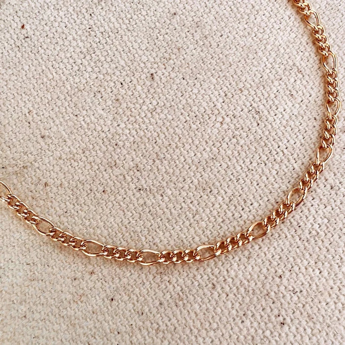 Figaro Chain 18k Gold Filled 2mm Rounded 3x1