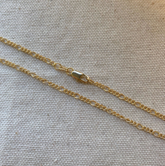 Figaro Chain 18k Gold Filled 2mm Rounded 3x1