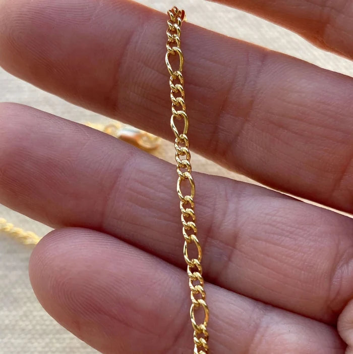 Figaro Chain 18k Gold Filled 2mm Rounded 3x1