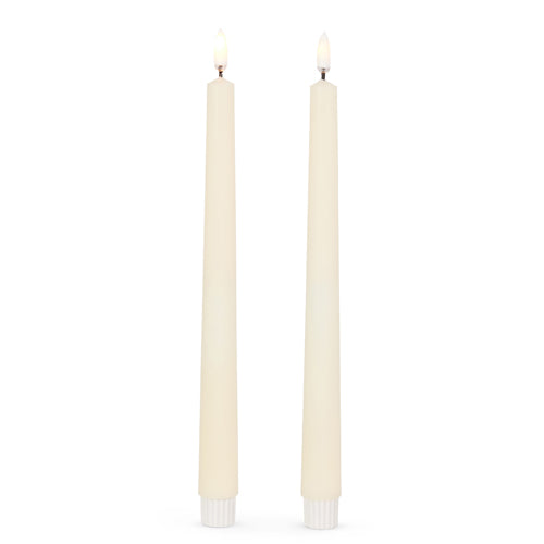 Flameless Ivory Taper Candle 11" (Set of 2)