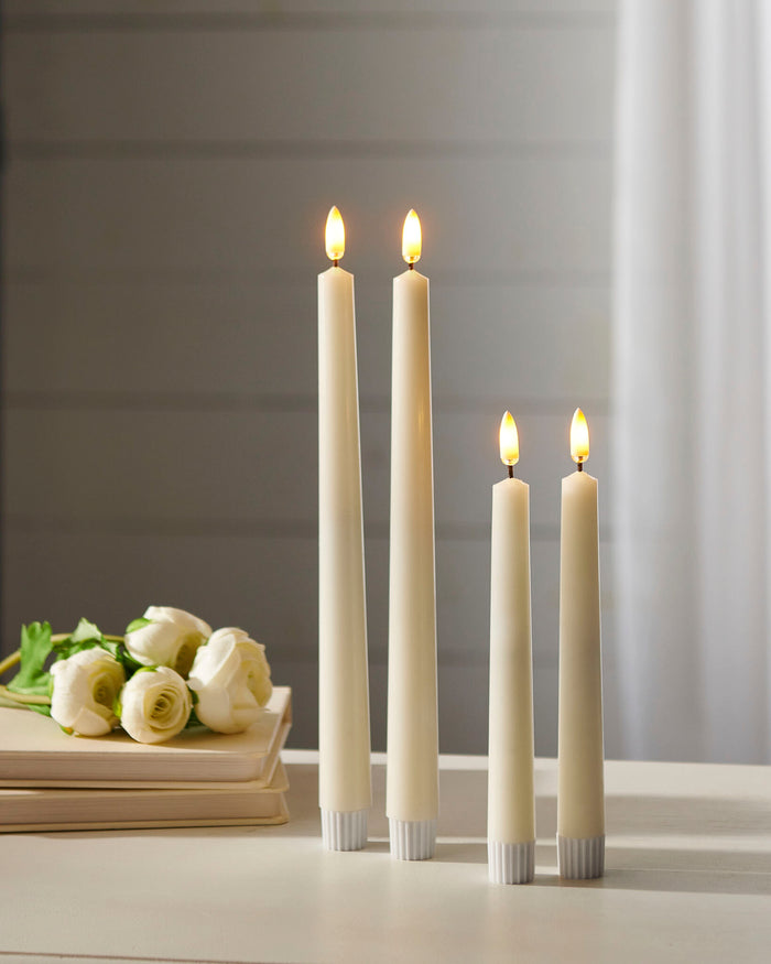 Flameless Ivory Taper Candle 11" (Set of 2)
