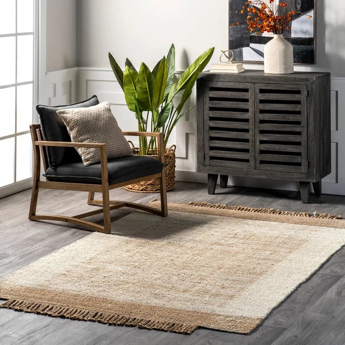 Fletcher Casual Jute Middle Tassel Area Rug (Various Sizes)