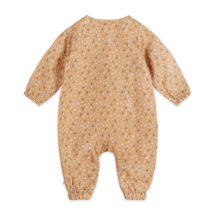 Floral Button Front Baby Jumpsuit (Organic Muslin) - Back