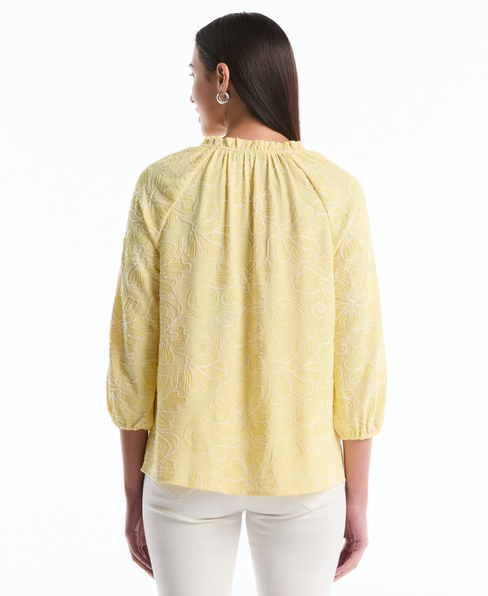 Floral Embroidered Blouse (Pale Banana)