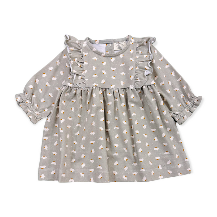 Floral Ruffle Baby Dress + Bloomer SET (Organic Cotton) by Viverano