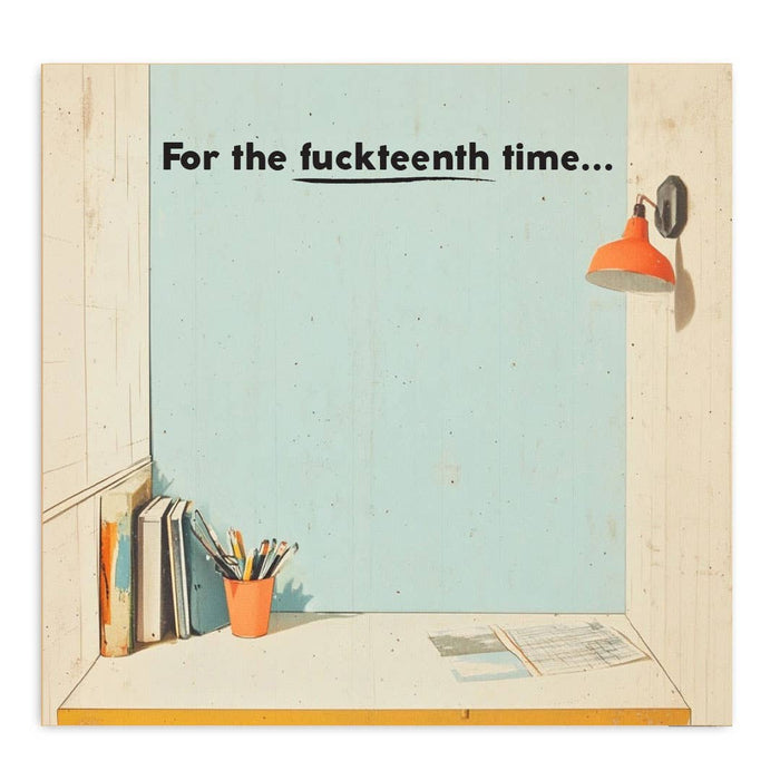 Sticky note pad titled "For the Fuckteenth Time" by Bad Betty Greeting Co., with colorful pages and humorous design.