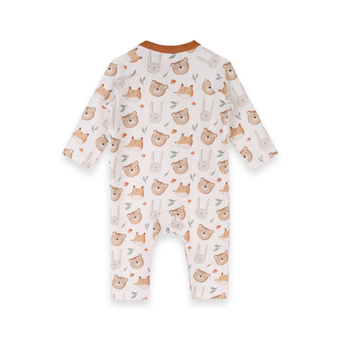 Forest Animals Bear Fox Kangaroo Pocket Baby Jumpsuit (Organic Jersey)