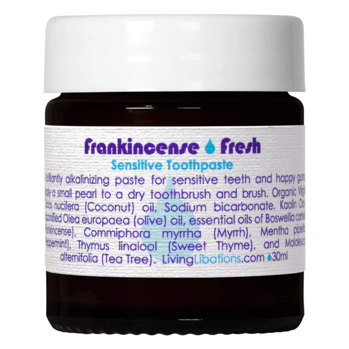 Jar of Living Libations Frankincense Fresh Sensitive Toothpaste 30mL
