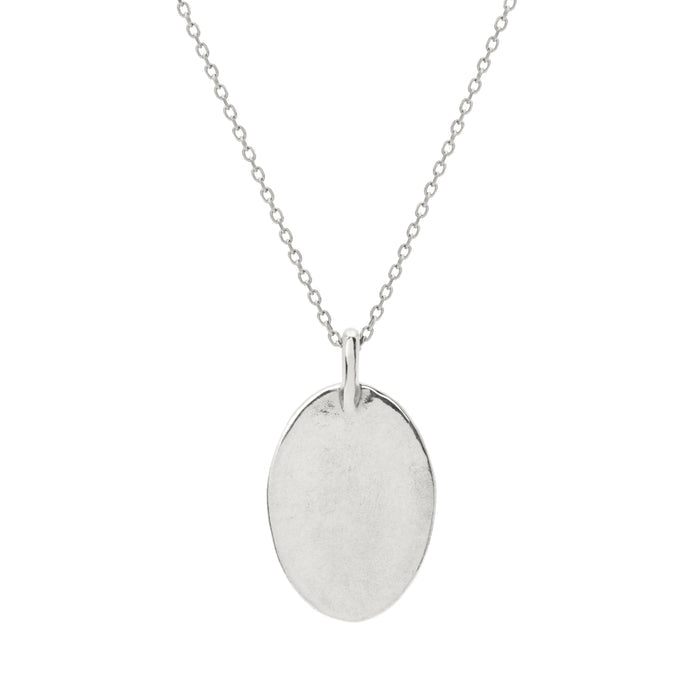 Silver Frida necklace with oval pendant on thin chain