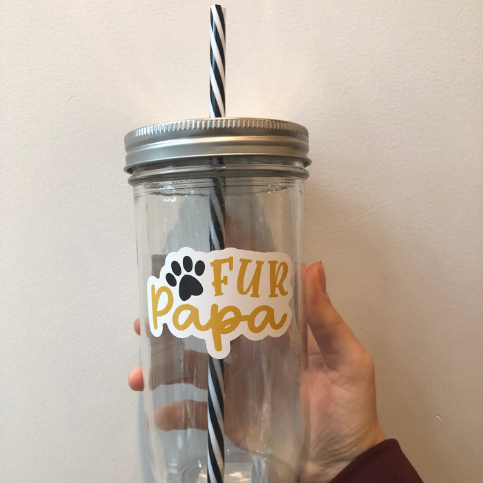 Fur Papa Mason Jar Tumbler