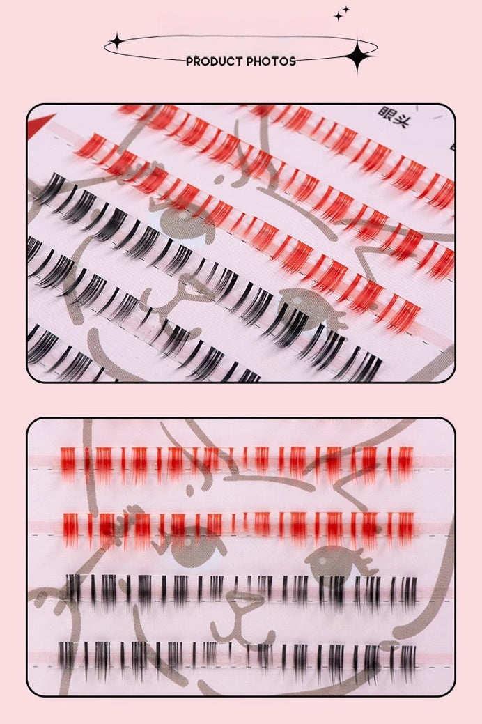 Gaoashes X Freya86 Red & Balck Thick Lower False Eyelashes LF24 Bloody Butterfly T4612