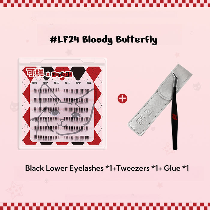 #LF24 Bloody Butterfly (Black Lower Eyelashes-Tweezers + Glue)